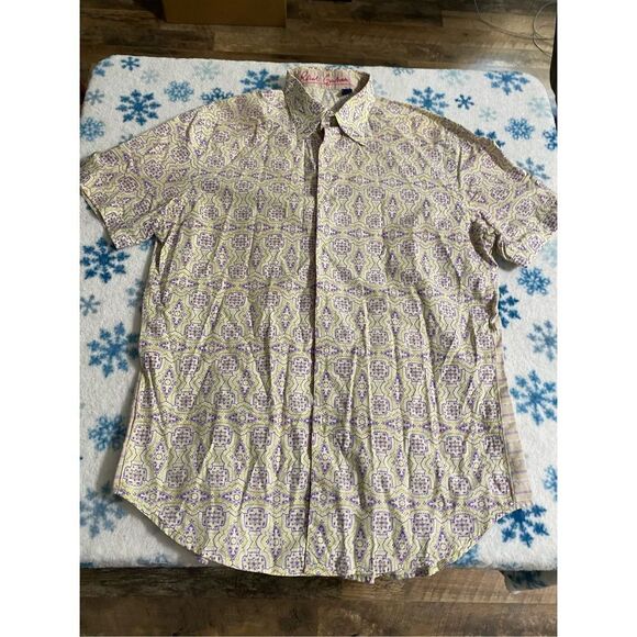 Robert Graham Knowledge Wisdom Truth Mens Short Sleeve Button Down Shirt  M - Picture 1 of 6
